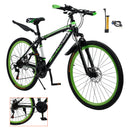 Unisex 26" Spoke Wheel 24 Speed Mountain Bike MTB with Disc Brake Black+Green
