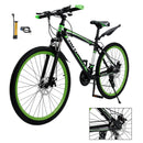 Unisex 26" Spoke Wheel 24 Speed Mountain Bike MTB with Disc Brake Black+Green