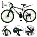 Unisex 26" Spoke Wheel 24 Speed Mountain Bike MTB with Disc Brake Black+Green