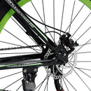 Unisex 26" Spoke Wheel 24 Speed Mountain Bike MTB with Disc Brake Black+Green