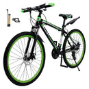 Unisex 26" Spoke Wheel 24 Speed Mountain Bike MTB with Disc Brake Black+Green