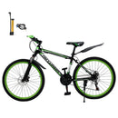 Unisex 26" Spoke Wheel 24 Speed Mountain Bike MTB with Disc Brake Black+Green