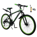 Unisex 26" Spoke Wheel 24 Speed Mountain Bike MTB with Disc Brake Black+Green