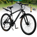 Unisex 26" Spoke Wheel 24 Speed Mountain Bike MTB with Disc Brake Black+White