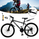 Unisex 26" Spoke Wheel 24 Speed Mountain Bike MTB with Disc Brake Black+White