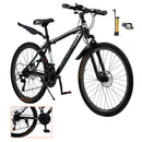 Unisex 26" Spoke Wheel 24 Speed Mountain Bike MTB with Disc Brake Black+White