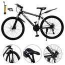 Unisex 26" Spoke Wheel 24 Speed Mountain Bike MTB with Disc Brake Black+White