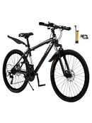 Unisex 26" Spoke Wheel 24 Speed Mountain Bike MTB with Disc Brake Black+White
