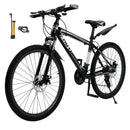 Unisex 26" Spoke Wheel 24 Speed Mountain Bike MTB with Disc Brake Black+White