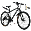 Unisex 26" Spoke Wheel 24 Speed Mountain Bike MTB with Disc Brake Black+Green
