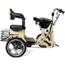 400W 48V 12A Elder Electric folding trike 3 wheel e-bike with Rear Seat Cream