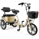 400W 48V 12A Elder Electric folding trike 3 wheel e-bike with Rear Seat Cream