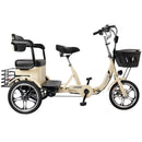 400W 48V 12A Elder Electric folding trike 3 wheel e-bike with Rear Seat Cream