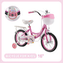 16" Kids Bicycle Girls Bike with Training Wheels Basket Kickstand Pink