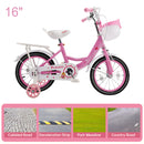 16" Kids Bicycle Girls Bike with Training Wheels Basket Kickstand Pink
