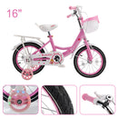 16" Kids Bicycle Girls Bike with Training Wheels Basket Kickstand Pink