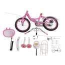 16" Kids Bicycle Girls Bike with Training Wheels Basket Kickstand Pink