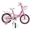 16" Kids Bicycle Girls Bike with Training Wheels Basket Kickstand Pink