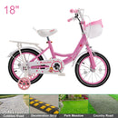 18" Children Princess Bicycle Girls Bike with Training Wheels Basket Pink