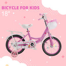 18" Children Princess Bicycle Girls Bike with Training Wheels Basket Pink