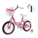 18" Children Princess Bicycle Girls Bike with Training Wheels Basket Pink