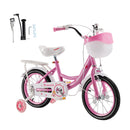 18" Children Princess Bicycle Girls Bike with Training Wheels Basket Pink