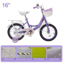 16" Kids Bicycle Girls Bike with Training Wheels Basket Kickstand Purple