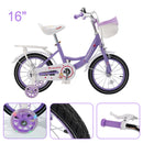 16" Kids Bicycle Girls Bike with Training Wheels Basket Kickstand Purple