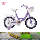 18" Children Princess Bicycle Girls Bike with Training Wheels Basket Purple