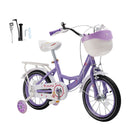 18" Children Princess Bicycle Girls Bike with Training Wheels Basket Purple