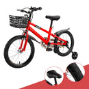 16" Children Bicycle Toddlers Bike with Training Wheels Basket Kickstand Red