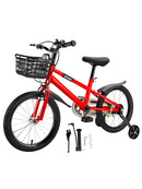 16" Children Bicycle Toddlers Bike with Training Wheels Basket Kickstand Red