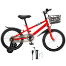16" Children Bicycle Toddlers Bike with Training Wheels Basket Kickstand Red