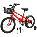 16" Children Bicycle Toddlers Bike with Training Wheels Basket Kickstand Red