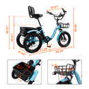 18*3.0 48V 13AH 350W (peak 525W) Electric Tricycle E-Trike with IPX7 Display