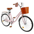 24/26 inch Single Speed Women City Beach Cruiser Bike with Basket & Rack