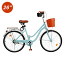 26 inch Single Speed Women City Beach Cruiser Bike with Basket & Rack