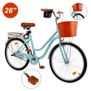 26 inch Single Speed Women City Beach Cruiser Bike with Basket & Rack