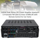 2500W Peak Stereo HiFi Power Amplifier Bluetooth5.4 Karaoke FM USB EQ Mixer 110V