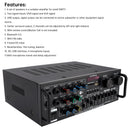 2500W Peak Stereo HiFi Power Amplifier Bluetooth5.4 Karaoke FM USB EQ Mixer 110V