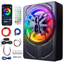 Amotopart 1200W Car Subwoofer 10" 12V Slim Under Seat Powered Car Subwoofer APP Control