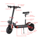 2000W 21ah off-road alloy electric scooter for adult，With large display screen,  Dual drive 12" tires