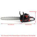 62cc Chainsaw 20" Bar Powered Engine 2 Cycle Gasoline Chain Saw Red