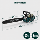 20 Inch Guide Bar 2.9kW High Output Air-Cooled 2-Stroke Wood Cutting Saw