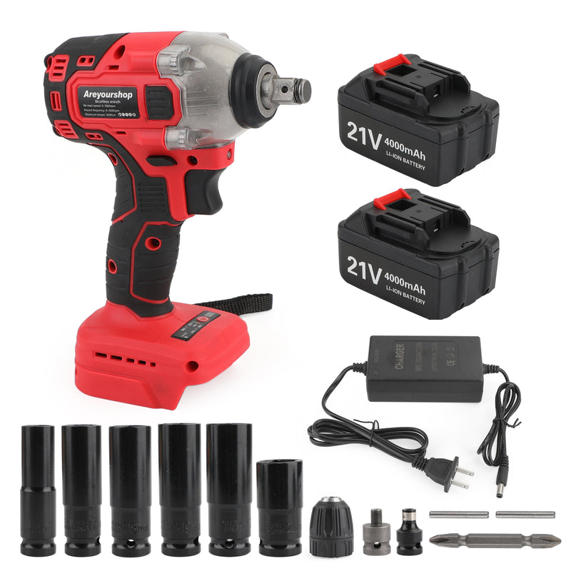 Brushless Impact Wrench Torque Rattle Gun Electric Ratchet w/battery 1