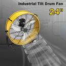 24 Inch Industrial Tilt Drum Fan 3 Velocity Speed 360° Adjustable Floor Fan