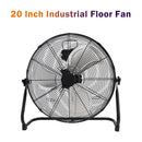 20 Inch High Velocity Industrial Cooling Floor Fan With 3 Speeds Tilt Head