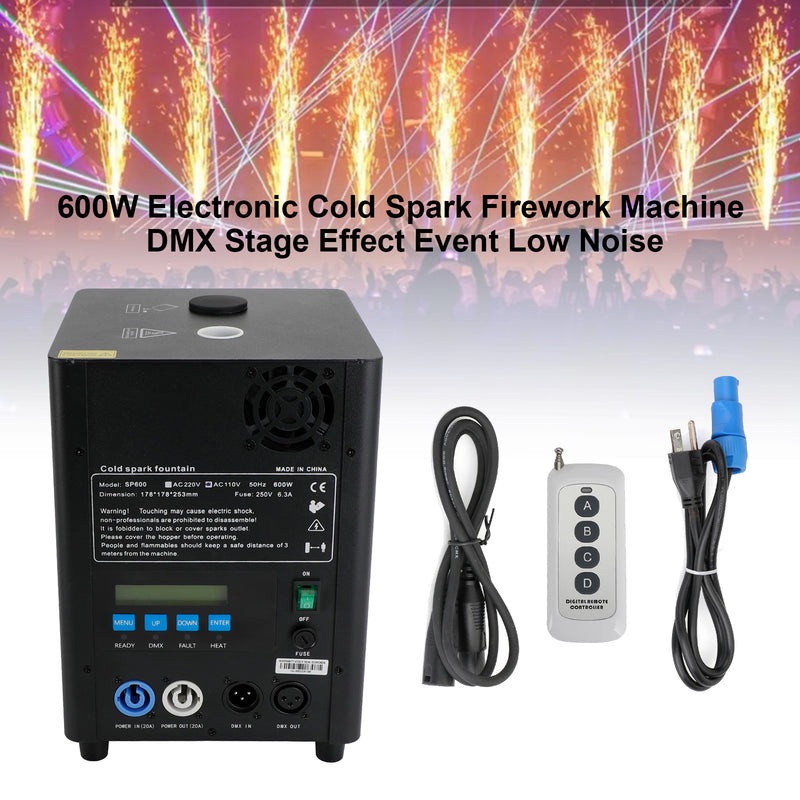 600W Electronic Cold Spark Firework Machine DMX Stage Effect Event Low