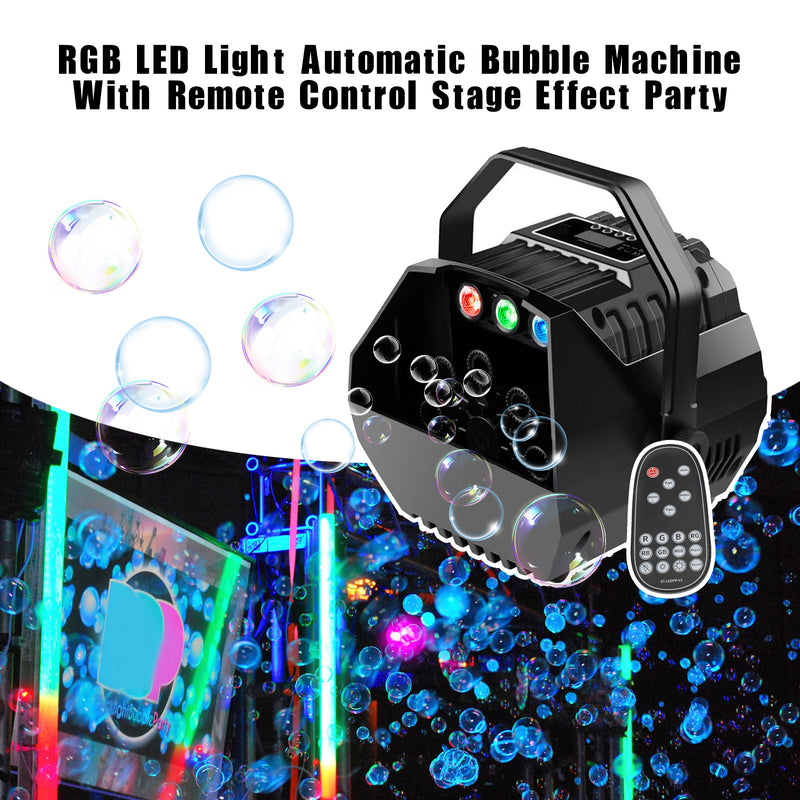 RGB LED Light Automatic Bubble Machine With Remote Control Stage Effect Party