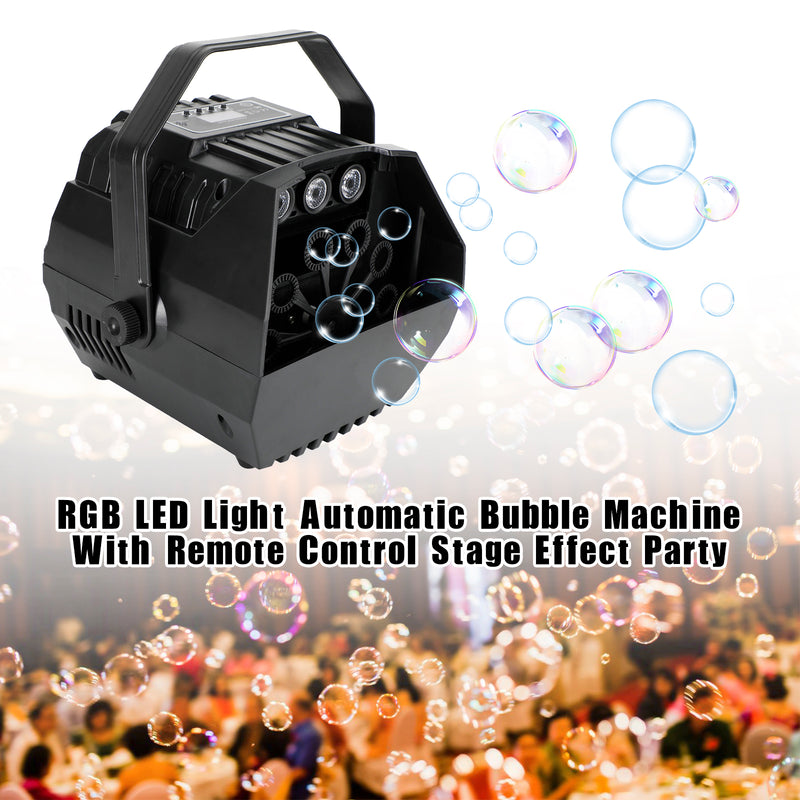 RGB LED Light Automatic Bubble Machine With Remote Control Stage Effect Party